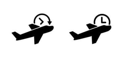 Flight schedule time icon isolated on white background. Airplane take off clock sign symbol vector