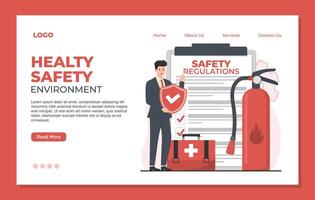 fire prevention website landing page template. web page template. vector