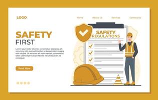 Safety first concept. Flat illustration of safety first concept website page design. vector