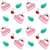 Seamless pattern cake illustration with leaf vector