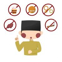 Man say prohibitions when fasting in the month of Ramadan vector