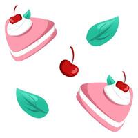 Seamless pattern cake with leaf illustration vector