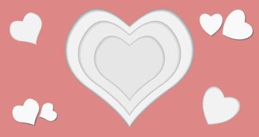 Valentine's day background with white hearts. Paper cut illustration vector