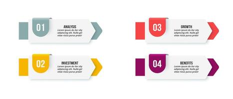4 steps workflow for business report and presentation. vector
