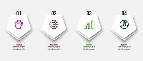 Pentagon 4 steps infographic template. vector