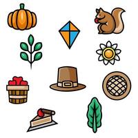 Set of Fall elements isolated on white background vector