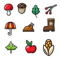 Set of Autumn elements isolated on white background vector