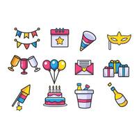 Set of colorful Birthday party elements vector