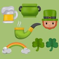 3D Happy St. Patrick's day elements set vector