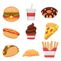 3D fast food icons set vector
