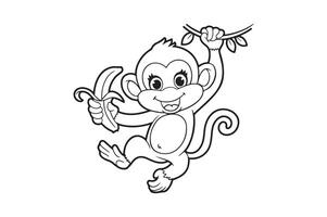 monkey coloring pages for kids vector