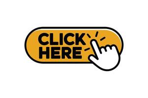 click here button with hand pointing to the left vector