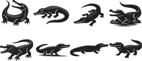 Crocodile silhouette isolated in white background vector