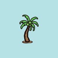 Coconut tree outline color design vector