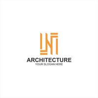 architecture logo n initial icon with creative illustration vector