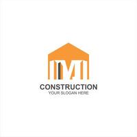 construction logo m initial icon with creative illustration vector