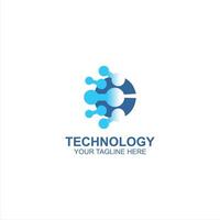 technology logo c initial icon with creative illustration vector