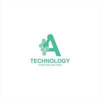 technology logo a initial icon with creative illustration vector