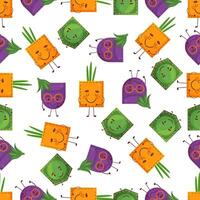 Pattern egglant peas onion shaped patch pocket. Character pocket egglant peas onion. Isolated on white background. vector
