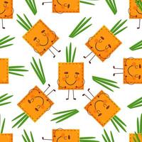 Seamless pattern onion shaped patch pocket. Character pocket onion. Cartoon style. Design element. Template for your shirts, books, stickers, cards, posters. vector
