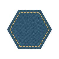 Blue denim design with hexagon with stitcher. vector