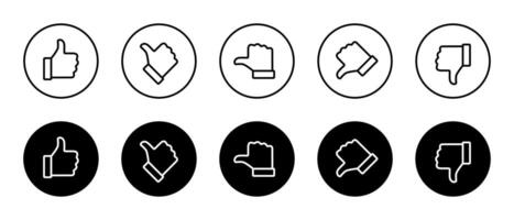 Rating and feedback scale with thumb outline icon on black circle. Excellent, good, average, poor, bad review concept vector