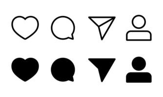 Like, comment, share, and avatar profile icon. Social media communication elements vector