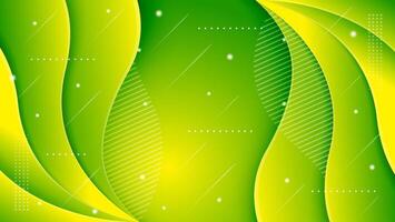 wave shape of green abstract blur background, spring and summer design template. white color dot pattern and diagonal line pattern. blank space for text. vector