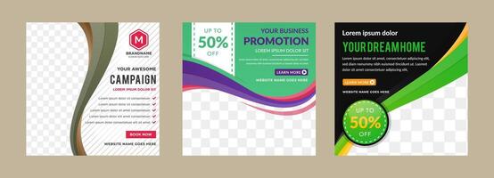 Editable square wave banner layout template - abstract, modern design background in gradient blue and purple color with wave. Suitable for social media post, stories, story, flyer. vector