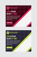 Template of horizontal web banners with diagonal space for photo and diagonal pink and green elements design. A set of standard size for business and advertising. transparency square pattern. vector