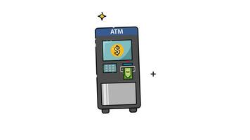 ATM Machine animation icon 4k alpha channel video