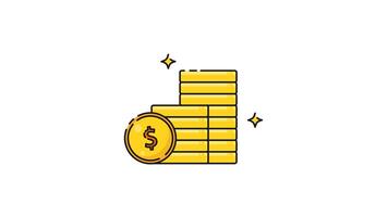 Currency coin animation with stars and sparkles alpha channel 4k video