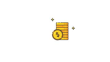 Currency coin animation with stars and sparkles alpha channel 4k video