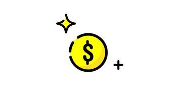 Currency coin animation with stars and sparkles alpha channel 4k video