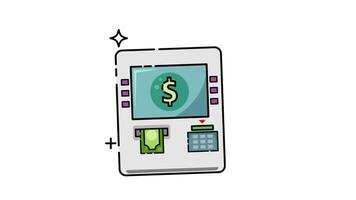 ATM Machine animation icon 4k alpha channel video