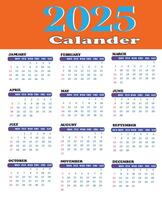 Simple calendrer 2025. monthly English calendar template for new year event by illustrator vector