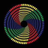 Halftone speed spiral Red orange dynamic dotted lines in perspective Radial swirl element for logo vector