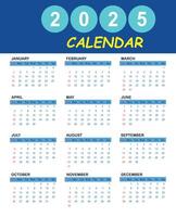 Simple calendar 2025 monthly English calendar template for new year event by illustrator vector