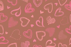 Seamless pattern of hearts. Modern abstract background with pink hearts. illustration on mocha mousse background. vector