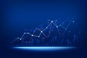 stock market growing up with different indicators on blue background, business financial growth vector