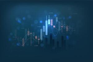 stock market candlestick chart pattern design with different indicators on blue background, business financial growth vector