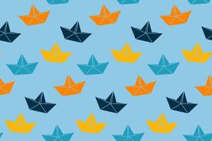 Cute summer seamless pattern with colorful paper boats. Design for wrapping paper, clothing, fabric, textile. illustration vector