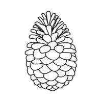 Pine cone isolated on white background. Black and white illustration. illustration vector