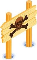 Danger Warning Signpost with Skull and Crossbones vector