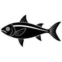 Bonito Fish Silhouette Simple Flat on White Background vector
