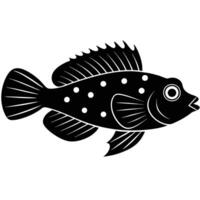 Blenny Fish Silhouette Simple Flat on White Background vector