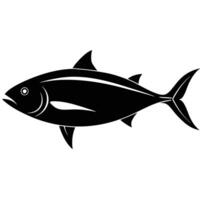 Amberjack Fish Silhouette Simple Flat on White Background vector