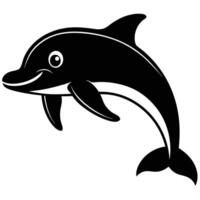 Smiling Dolphin Silhouette Swimming vector