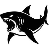 Aggressive Shark Pose Silhouette on White Background vector