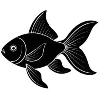 Goldfish with Curved Fins Silhouette vector